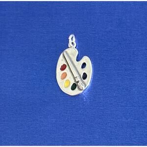 Sterling Silver Painter’s Pallet with Enamel Colors Charm